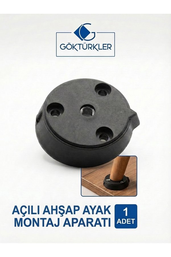 GÖKTÜRKLER Açılı Ahşap Masa Sandalye Sehpa Ayak Montaj Aparatı 1 Adet Siyah Renk
