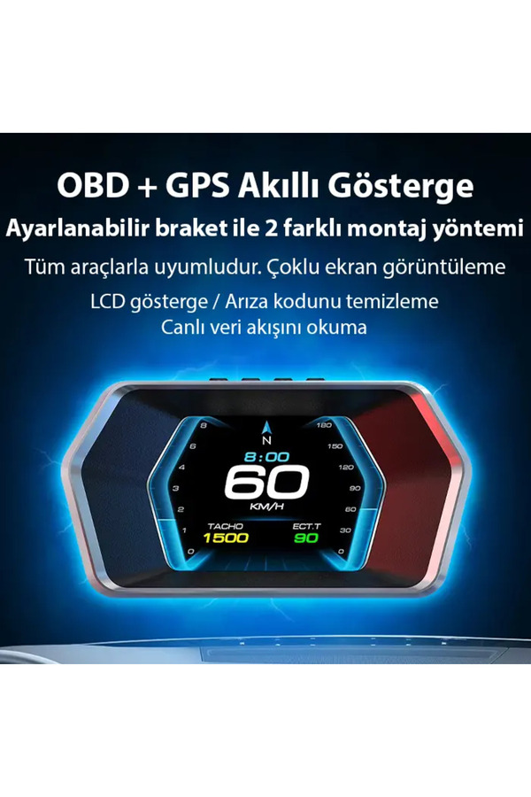 Ayrstore Xmlbytr Ally P17 Hud Obd2 & Gps Çift Sistemli Araç Bilgisayarı | Dijital Kilometre Su Ve Yağ