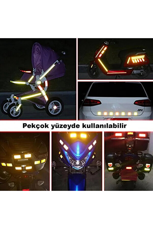 Evi̇mdeyokyok Reflektörlü Reflekti̇f Fosforlu Şeri̇t Bant Petekli̇ Reflekte Ikaz Bandı 5 Cm X 5 Metre Kırmızı