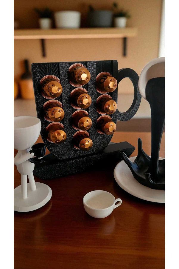 CANEREGE Nespresso Kapsül Standı – Kahve Kapsül Düzenleyici Şık Ve Dayanıklı Mutfak Saklama Ünitesi v4 Siyah