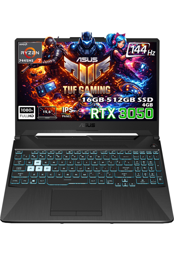 ASUS TUF Gaming A15 FA506NCG Oyun Bilgisayarı AMD Ryzen 7 7445HS 16GB 512GB SSD RTX 3050 15.6" FHD IPS Fdos