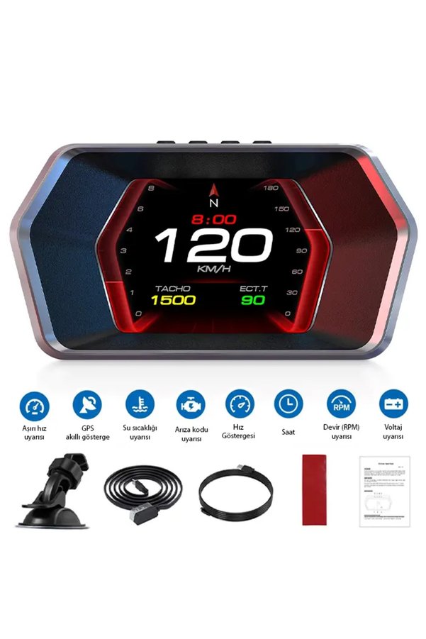 Ayrstore Xmlbytr Ally P17 Hud Obd2 & Gps Çift Sistemli Araç Bilgisayarı | Dijital Kilometre Su Ve Yağ