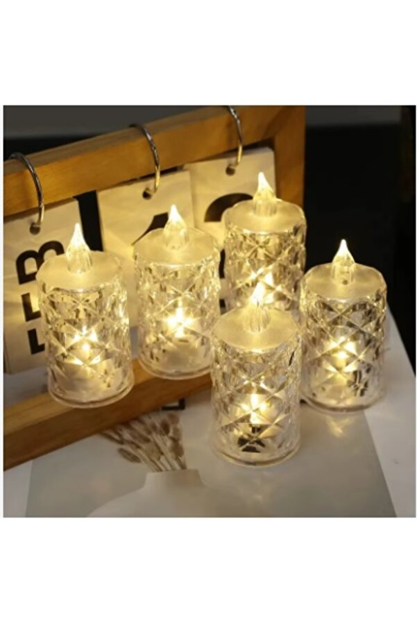 Ethab Ti̇caret Led Mum Şeffaf Kri̇stal Led Mum Pi̇lli̇ Alevsi̇z Çay Mumu Düğün Doğum Günü Ortam Işığı Mi̇ni̇