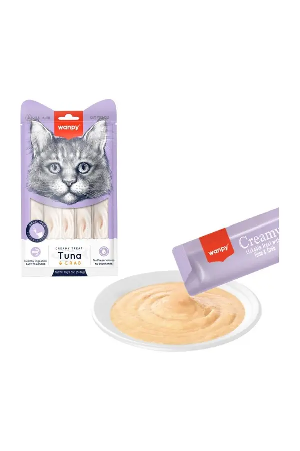 Ethab Ti̇caret Wanpy Ton Balıklı Yengeçli̇ Krema Li̇ki̇t Kedi̇ Ödülü 5X14Gr