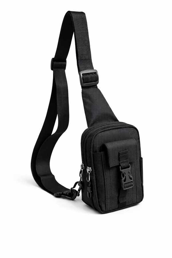 Av A Dos Siyah Unisex Telefon Bölmeli Taktik Çapraz Bel Çanta Göğüs Seyahet Günlük Bodybag Freebag Slingbag