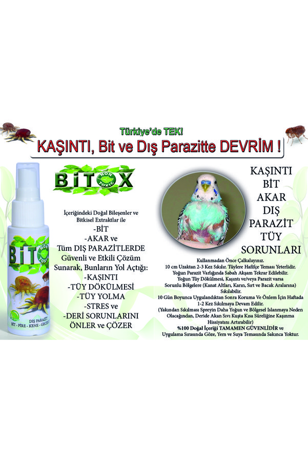 Force Bitox 100 ml Bit Pire Deri Ve Tüy Bakım için Yeni Nesil Sprey Muhabbet Kuşu Kanarya Papağan