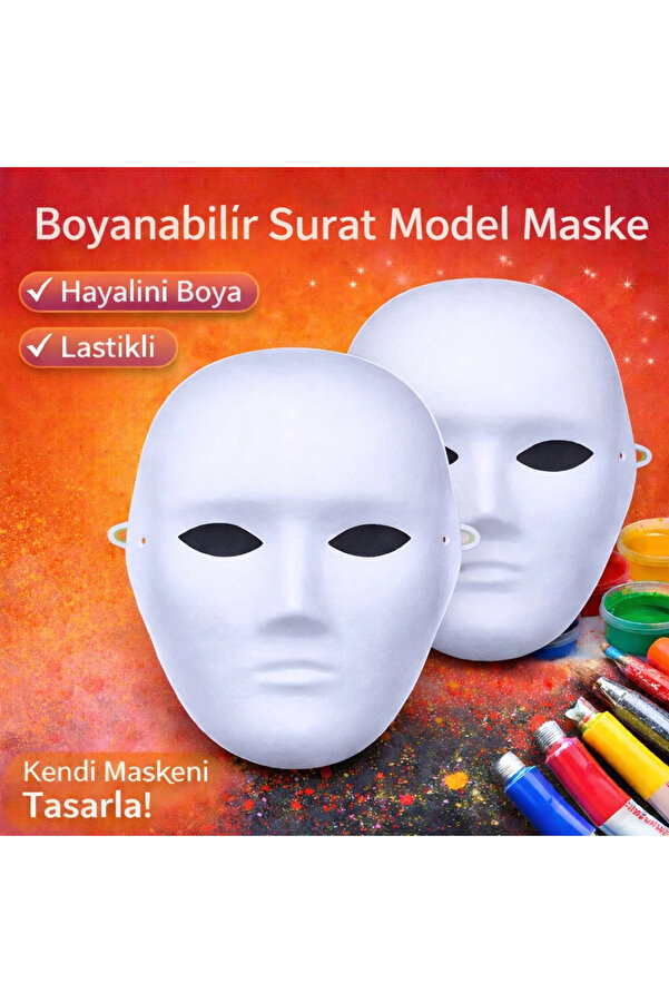 Evi̇mdeyokyok Boyanabi̇li̇r Surat Model Maske – Lasti̇kli̇ | Kendi̇n Tasarla