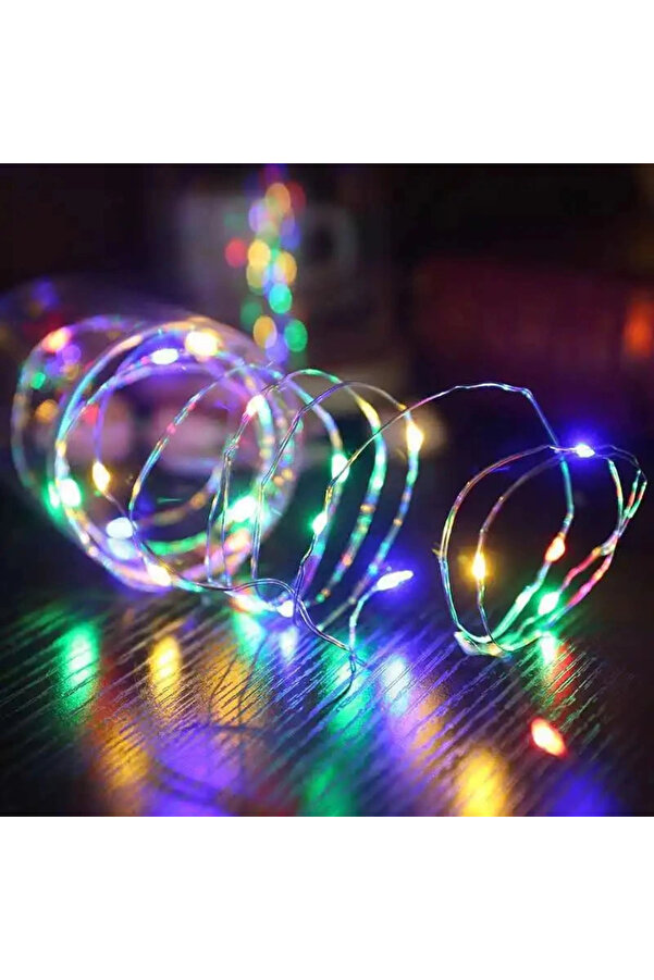 Evimdeyokyok Gd967 Şerit Pilli Aydınlatma 5 Metre 50 Adet Rgb Peri Led