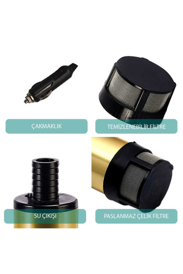 Kemos Delice Alüminyum Gövdeli 12 Volt Sıvı Ve Mazot Aktarma Pompası Çakmaklık Girişli