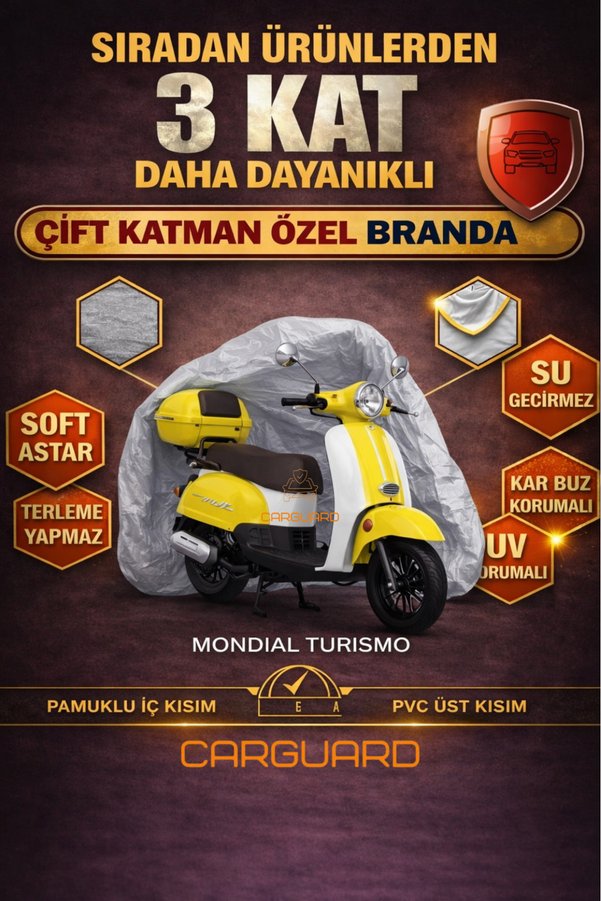 CarGuard Mondial Turismo 50 cc Fitilli Motosiklet Brandası Motor Örtüsü - Miflonlu