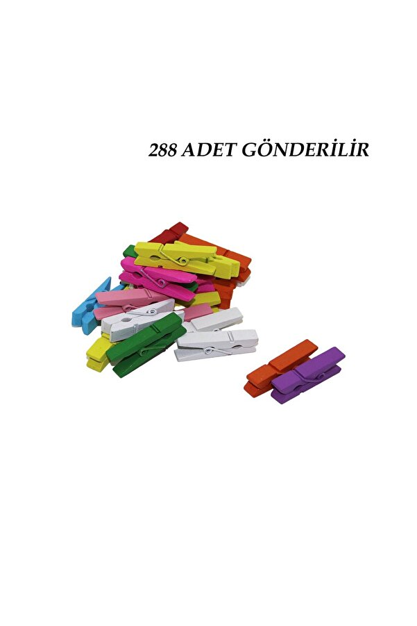 Go İthalat 288 Adet Mi̇ni̇ Renkli̇ Ahşap Fotoğraf - Süs - Sunum Mandalı