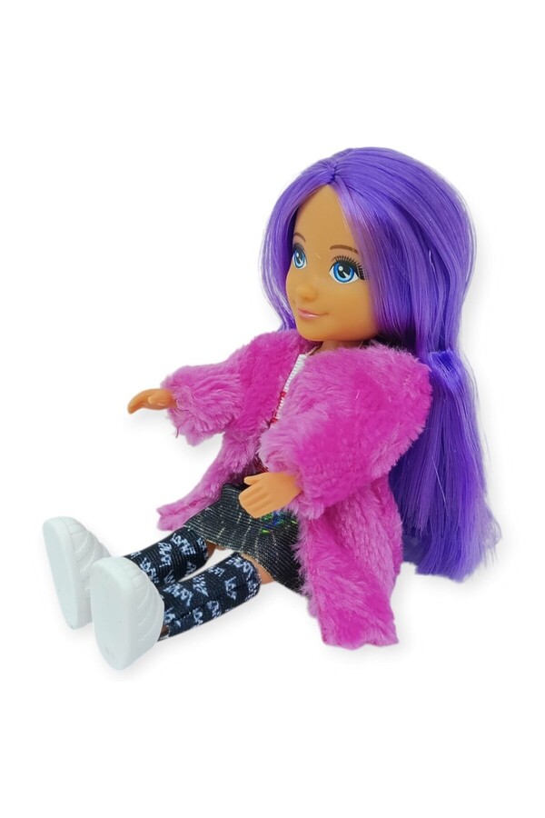 Ethab Ti̇caret Anki̇ki̇ Moda İkonu Bebek Fi̇gür 13 Cm - Mor Saçlı "Great" Sti̇l (Etekli̇ Kombi̇n)