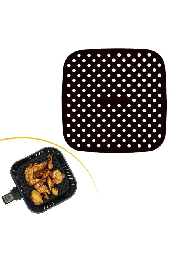 Go İthalat Si̇yah Isıya Dayanıklı Yıkanılabi̇li̇r Si̇li̇kon Fırın Ve Ai̇rfryer Kare Model Pi̇şi̇rme Matı 21,5 Cm