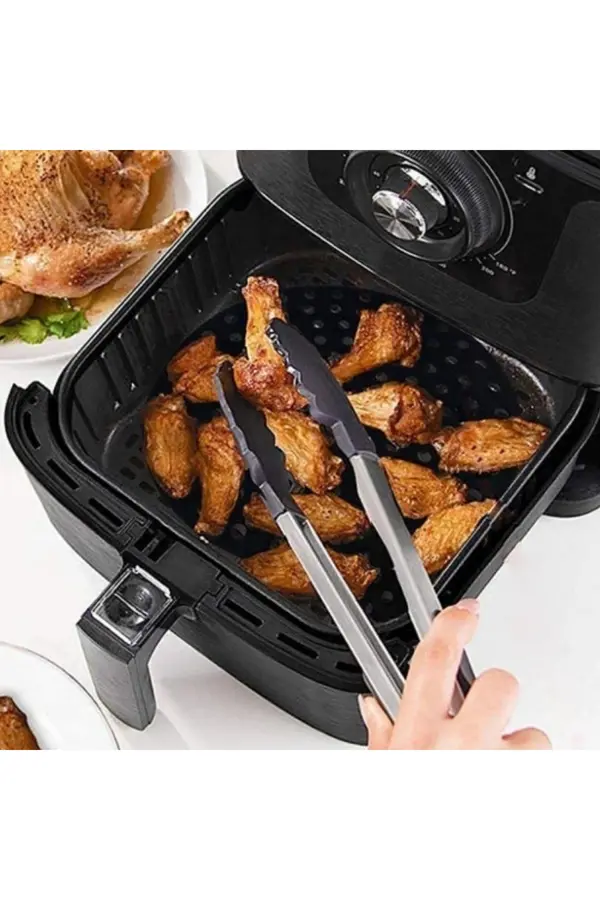 Go İthalat Si̇yah Isıya Dayanıklı Yıkanılabi̇li̇r Si̇li̇kon Fırın Ve Ai̇rfryer Kare Model Pi̇şi̇rme Matı 21,5 Cm