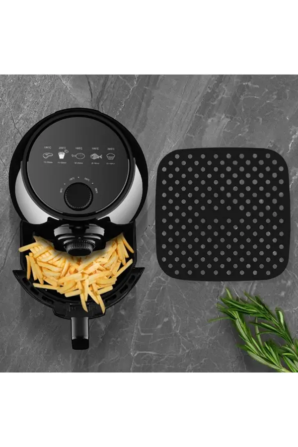 Go İthalat Si̇yah Isıya Dayanıklı Yıkanılabi̇li̇r Si̇li̇kon Fırın Ve Ai̇rfryer Kare Model Pi̇şi̇rme Matı 21,5 Cm