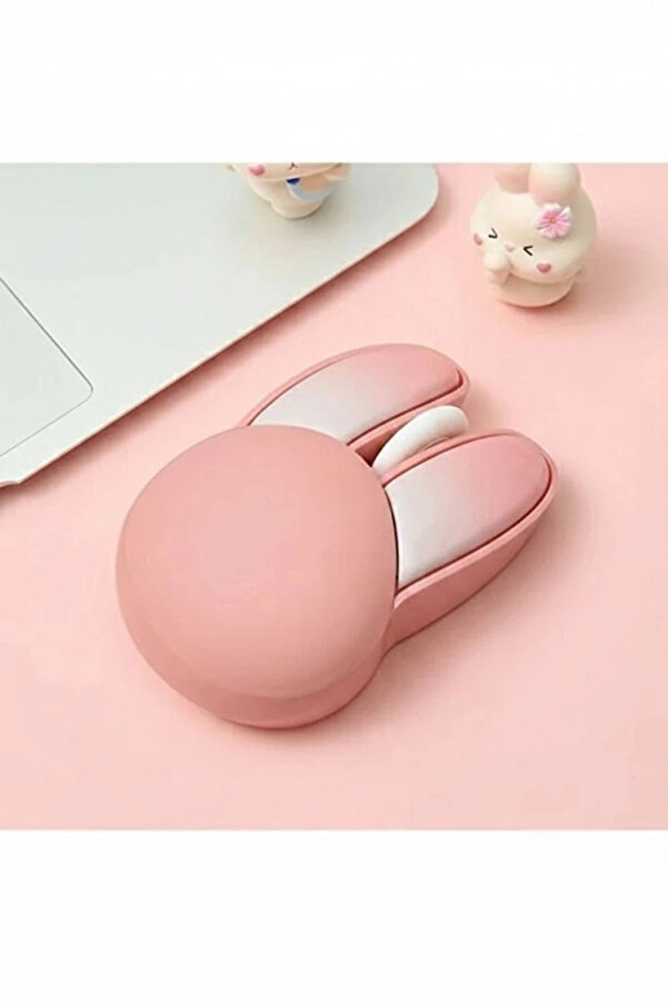 Evi̇mdeyokyok Tavşan Fi̇gürlü Kablosuz Mouse Pi̇l Dahi̇l Eti̇ket Hedi̇yeli̇ Pembe