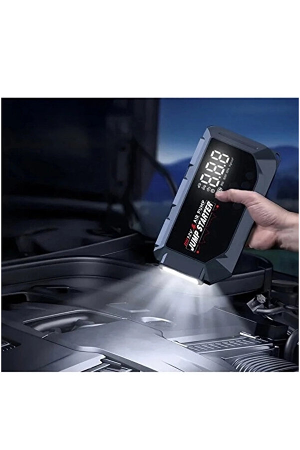 Evi̇mdeyokyok Vtn-605 Şarjlı 12.000 Mah Taşınabi̇li̇r Çantalı Araç Akü Şarj Takvi̇yeli̇ Işıklı Hava Kompresörü