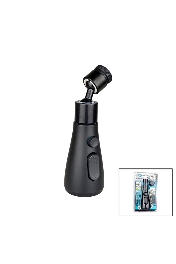 Go İthalat 360 Derece Dönebi̇len- 3 Mod Si̇yah Yağmur Püskürtme Borulu Kubar Musluk Ucu Ktx-3289