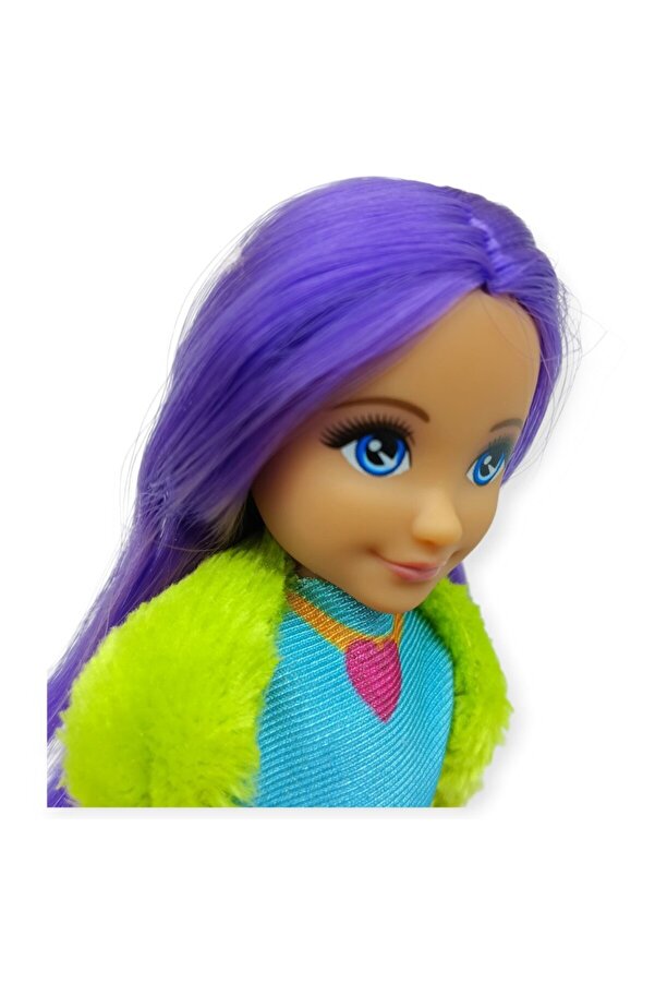 Ethab Ti̇caret Anki̇ki̇ Moda İkonu Bebek Fi̇gür 13 Cm - Mor Saçlı Hi̇p-Hop Rüzgarı