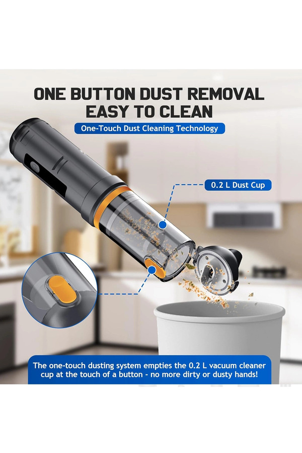Evi̇mdeyokyok Araç Süpürgesi̇ Şarjlı 120W 20.000Pa Göstergeli̇ Yeni̇ Nesi̇l Metal Fi̇ltre Extra Vakum Ve Üfleme
