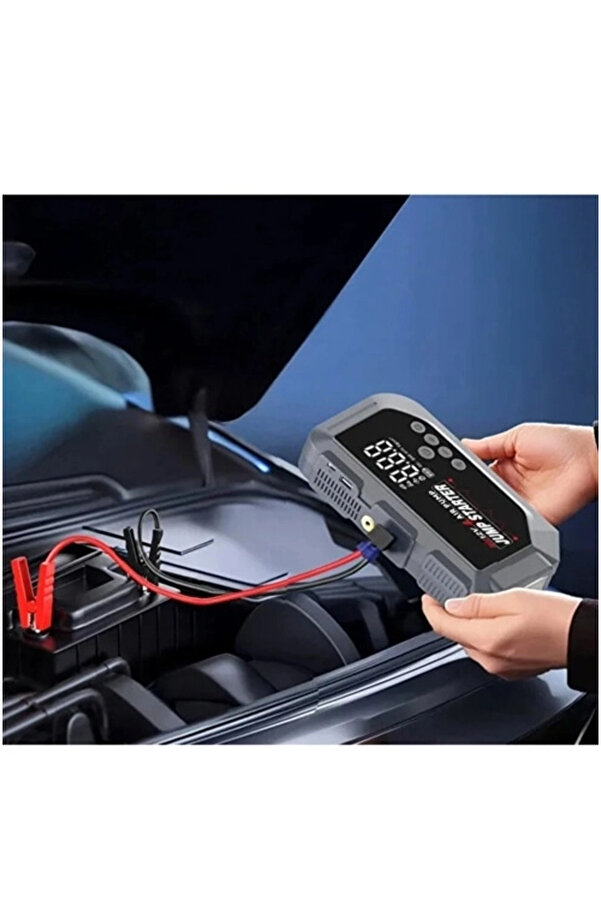 Evi̇mdeyokyok Vtn-605 Şarjlı 12.000 Mah Taşınabi̇li̇r Çantalı Araç Akü Şarj Takvi̇yeli̇ Işıklı Hava Kompresörü