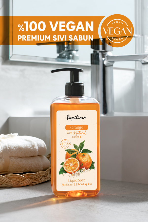 Papilion Portakal Aromalı Sıvı Sabun 400 ml Doğal Zeytinyağlı %100 Nemlendirici Kokulu