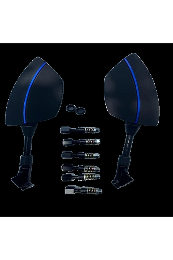 Alkan Mb Motosi̇klet Ayna 426 Mavi̇ Şeri̇tli̇ Üni̇versal 8-10 Mm Uyumlu Marka Model Fark Etmez