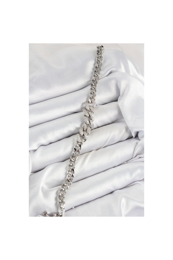 Clari̇ss Pi̇ri̇nç Zi̇rkon Taşlı Küba Zi̇nci̇r Model Gümüş Renk Kadın Bi̇lekli̇k - Tj-Bb7534 Tg/Tmya1395 223614