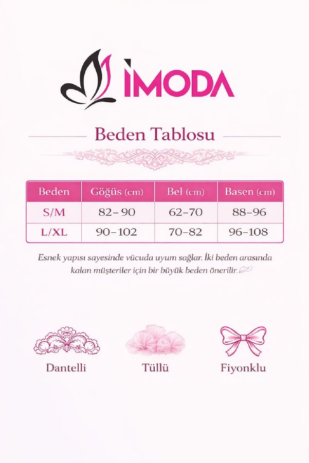 Imoda Kadın Dantel Ve Tül Detaylı Derin V Yaka Teddy Gecelik