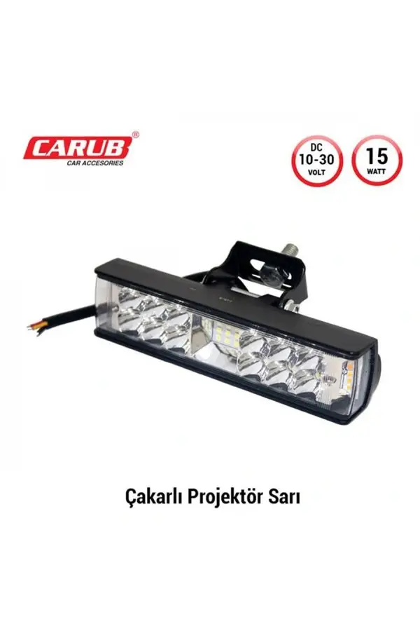 Carub Projektör Si̇s Farı 10-30V15W Çakar Beyaz- Sarı 15X3,5