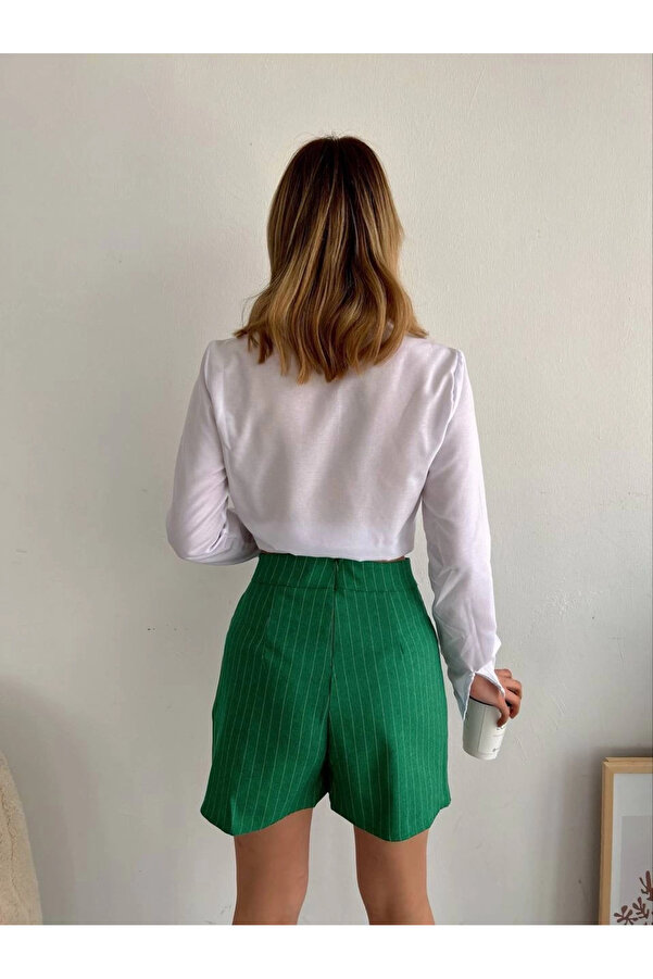 Ymywear Zi̇nci̇r Detaylı Çi̇zgi̇li̇ Şort Etek