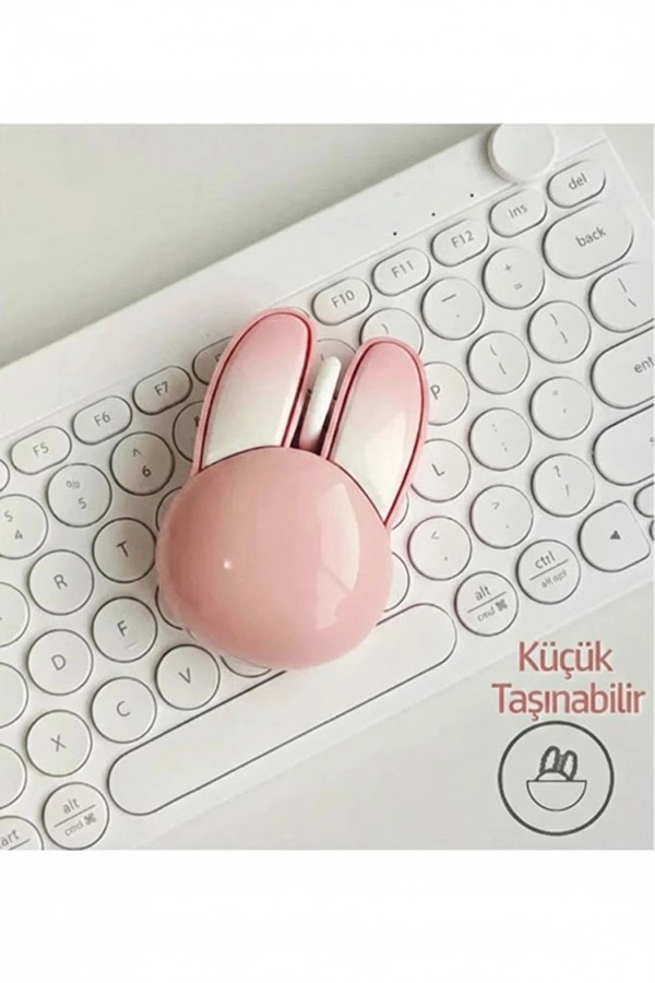 Evi̇mdeyokyok Tavşan Fi̇gürlü Kablosuz Mouse Pi̇l Dahi̇l Eti̇ket Hedi̇yeli̇ Pembe