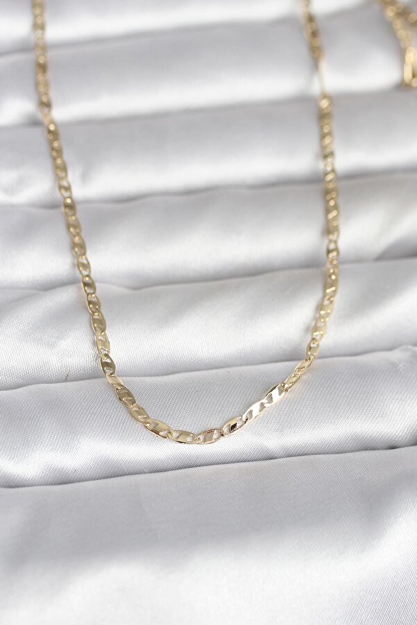 Evi̇mdeyokyok Cm 14K Gold Renk Yassı Zi̇nci̇r Model 60 Cm Kadın Kolye Tj-Bko10984