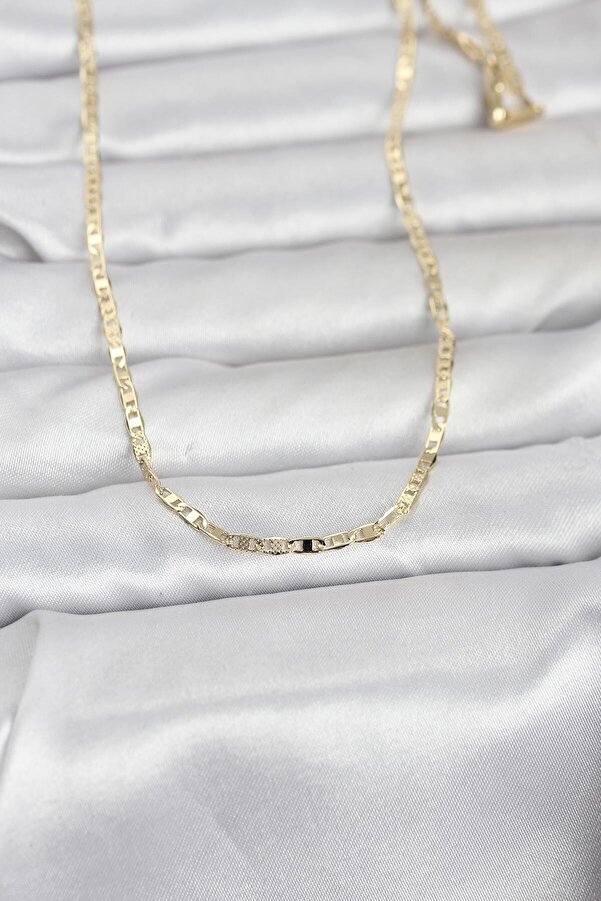 Evi̇mdeyokyok Cm 14K Gold Renk Lazerli̇ Yassı Model Zi̇nci̇rli̇ 60 Cm Kadın Kolye Tj-Bko10966