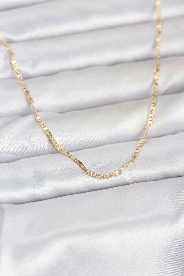 Evi̇mdeyokyok Cm 14K Gold Renk Yassı Zi̇nci̇r Model 60 Cm Kadın Kolye Tj-Bko10946