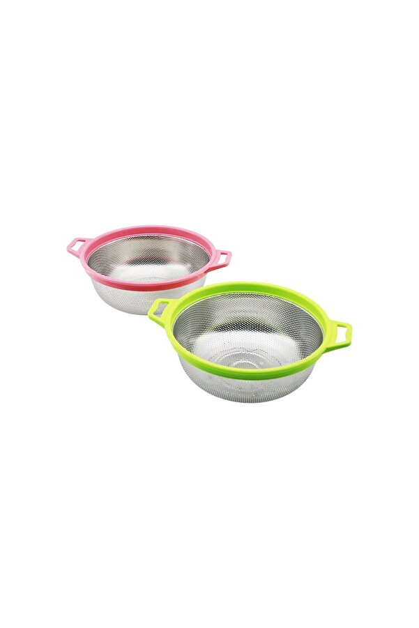 Go İthalat 21Cm Renkli̇ Plasti̇k Çerçeve - Kulplu Çeli̇k Sepet Metal Süzgeç