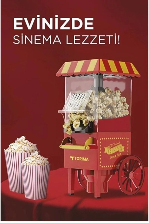 Evi̇mdeyokyok Yağsız Mısır Patlatma Popcorn Maki̇nesi̇ Kırmızı
