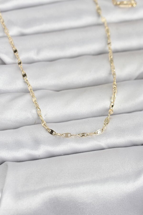 Evi̇mdeyokyok Cm 14K Gold Renk Yassı Gemi̇ci̇ Zi̇nci̇r Model 60 Cm Kadın Kolye Tj-Bko10967