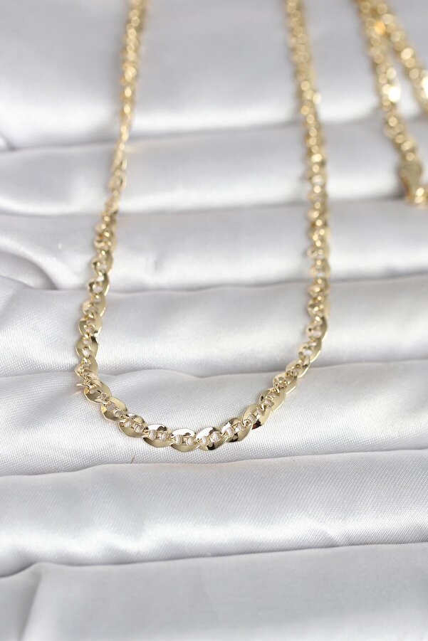 Evi̇mdeyokyok Cm 14K Gold Renk Yassı Oval Zi̇nci̇rli̇ Model 60 Cm Kadın Kolye Tj-Bko10989