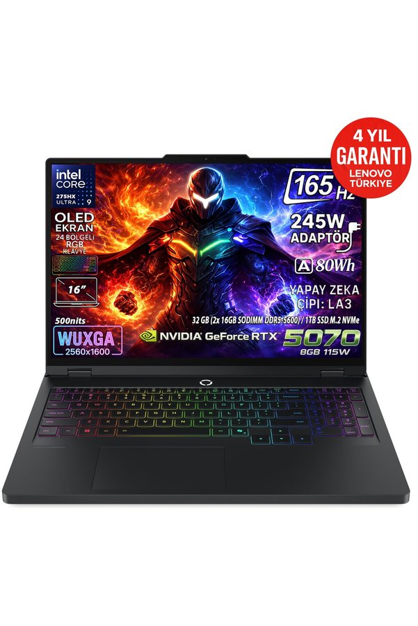 Lenovo Legion Pro 5 16IAX10 Intel Core Ultra 9 275HX 32GB 1TB SSD RTX 5070 16" Wqxga OLED Fdos 83F3008BTR