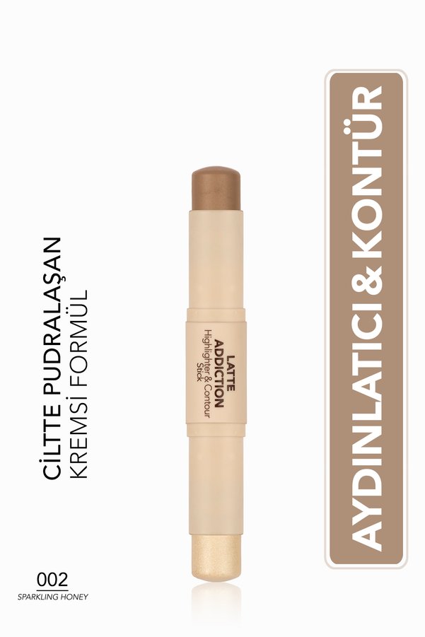 Flormar Latte Doğal Işıltılı Kremsi Yapılı Çift Taraflı Aydınlatıcı & Kontür Stick - 002 Sparkling Honey