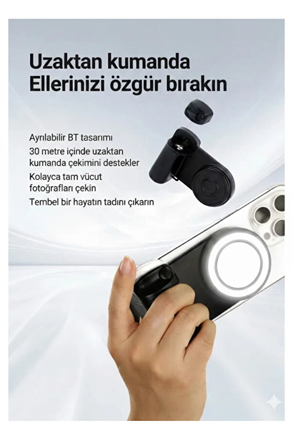 Evi̇mdeyokyok Bluetooth Manyeti̇k Telefon Yapıştırma Kavrama Halka Dolgu Işığı İle Magsafe Selfi̇e Kli̇ps
