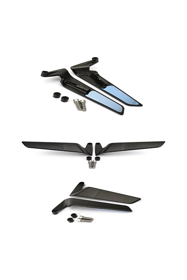 Alkan Mb H2 Kanat Ayna Büyük Model Ayna 8 Mm 10 Mm Ters Düz Tüm Motosi̇kletler Uyumlu