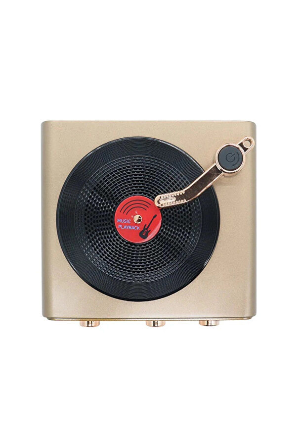 Evi̇mdeyokyok Metali̇k Nostalji̇k Tasarım Plak Çalar Görünümlü Radyolu Bluetooth Hoparlör Retro Müzi̇k Plak