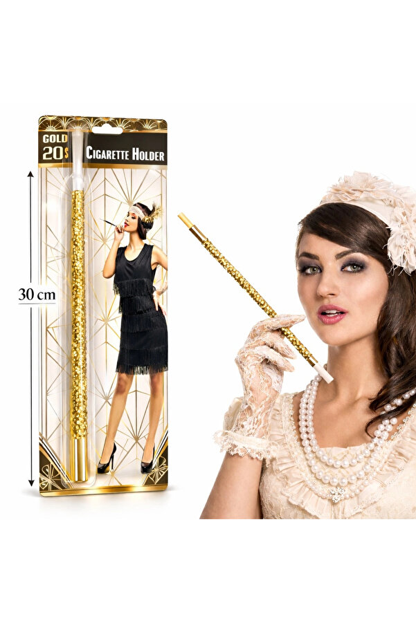Evi̇mdeyokyok 30 Cm Altın Gold Payetli̇ Tutacağı – 1920’Ler Gatsby Parti̇ Aksesuarı