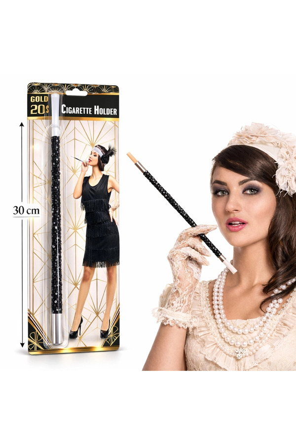 Evi̇mdeyokyok 30 Cm Si̇yah Payetli̇ Tutacağı – 1920’Ler Gatsby Parti̇ Aksesuarı