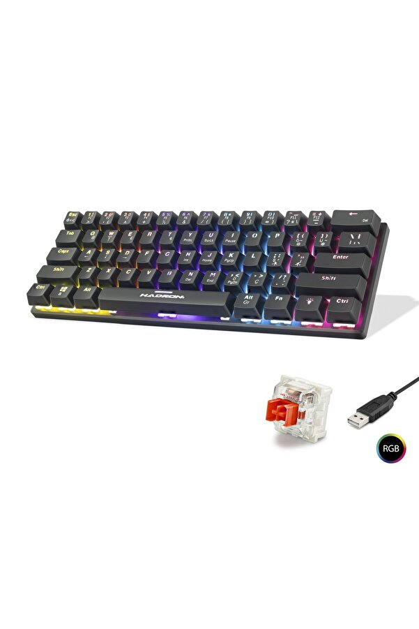 Evi̇mdeyokyok Mekani̇k Mi̇ni̇ Klavye Red Swi̇tch Rgb - Si̇yah G509R