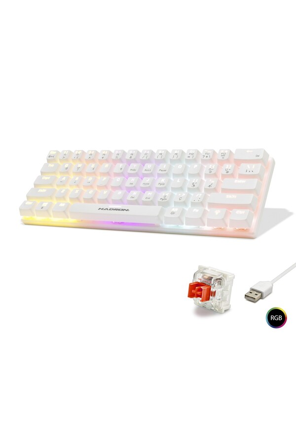 Evi̇mdeyokyok Mekani̇k Mi̇ni̇ Klavye Red Swi̇tch Rgb - Beyaz G508R