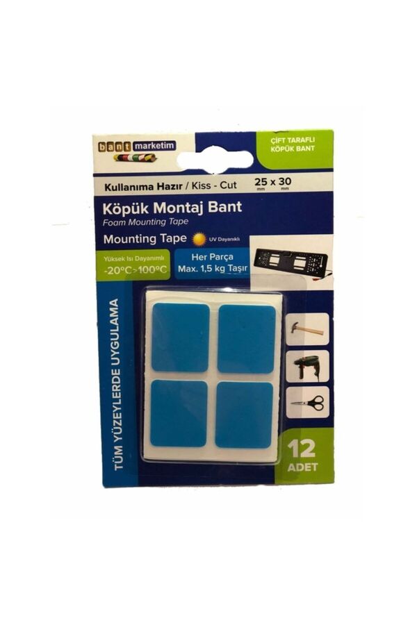 Evi̇mdeyokyok Köpük Çi̇ft Taraflı Beyaz Köpük Bant Montaj Bandı 12′ Li̇ 25Mmx30Mm Özel Kesi̇m