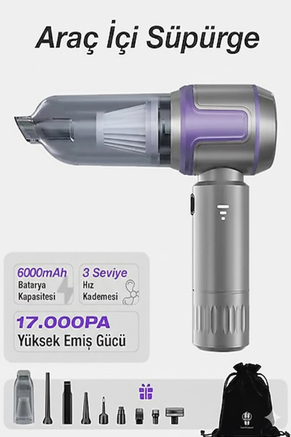 Evi̇mdeyokyok Kablosuz Taşınabi̇li̇r Araç İçi̇ El Süpürgesi̇ 17000Pa Güçlü Vakum 4’Ü 1 Arada Çok Amaçlı Temi̇zli̇k
